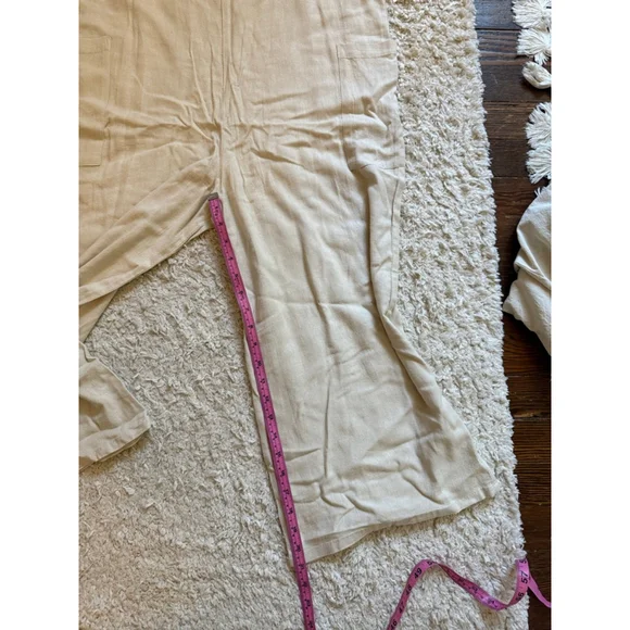 NWT Women's Hunter & Brown Beige Linen Blend Wide Leg Jumpsuit S - Picture 5 of 7